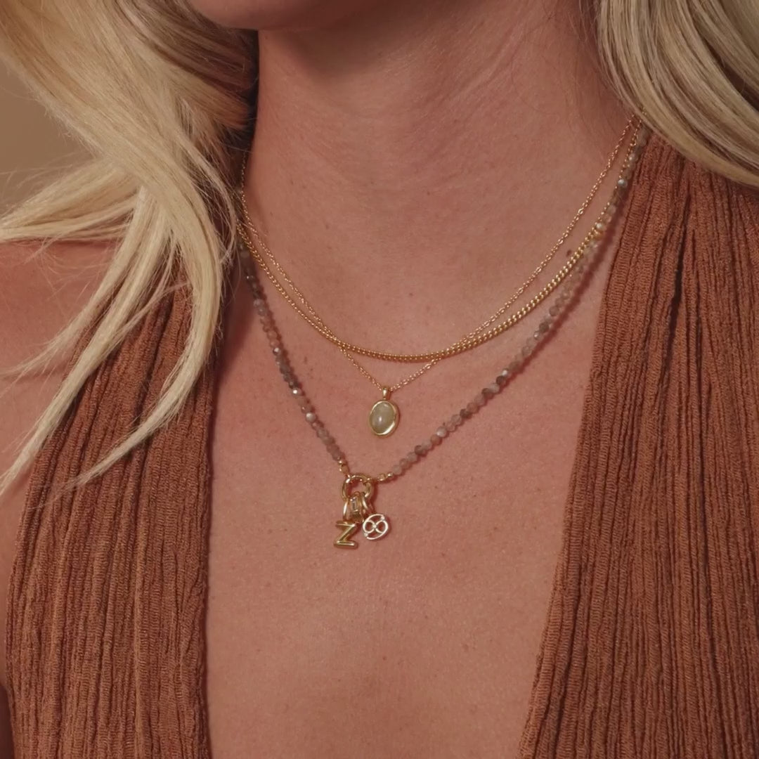 Sunstone beaded charm necklace