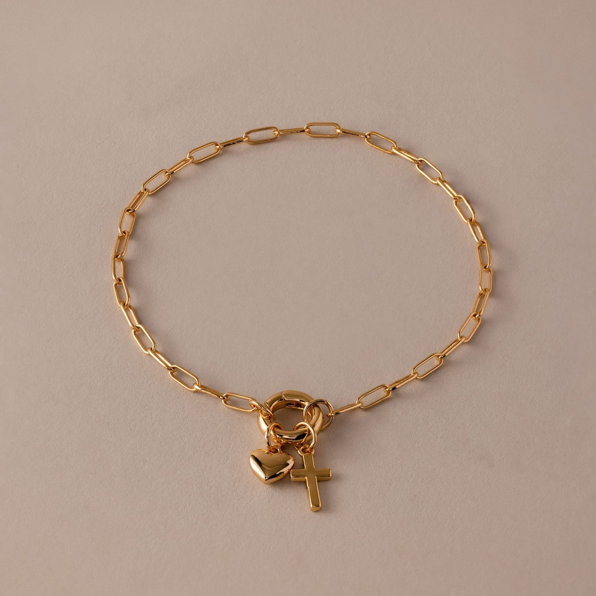 Cross & Heart Charm Bracelet