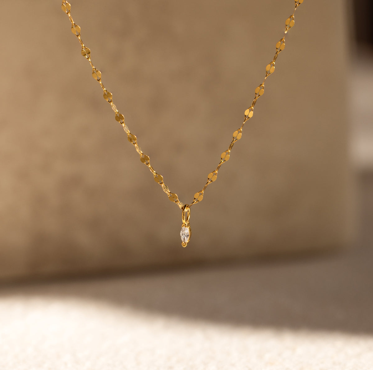 Dainty marquise pendant necklace