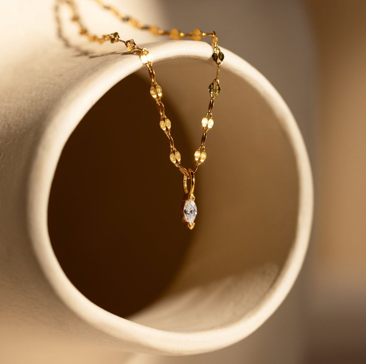 Dainty marquise pendant necklace