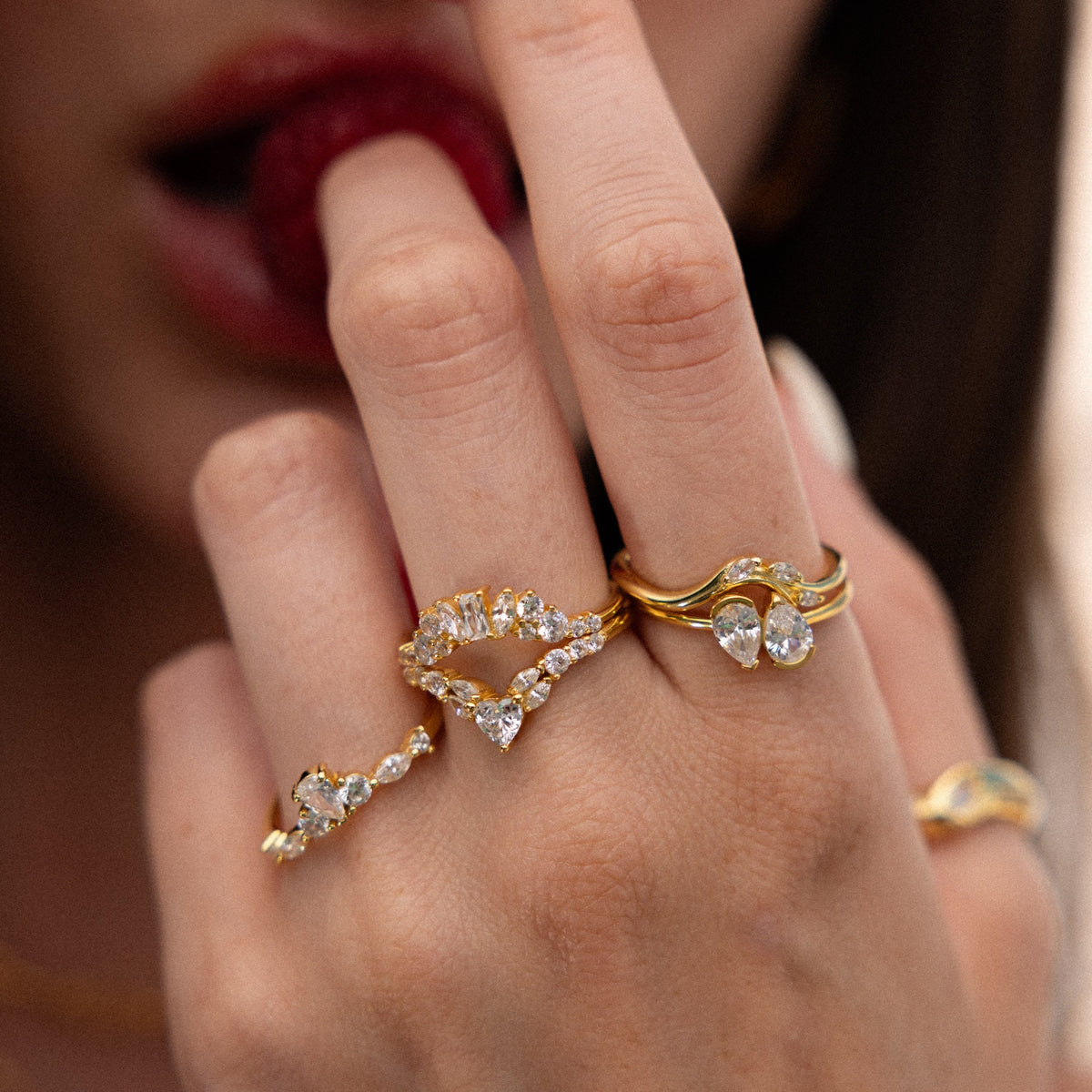 Marquise diamond curve ring