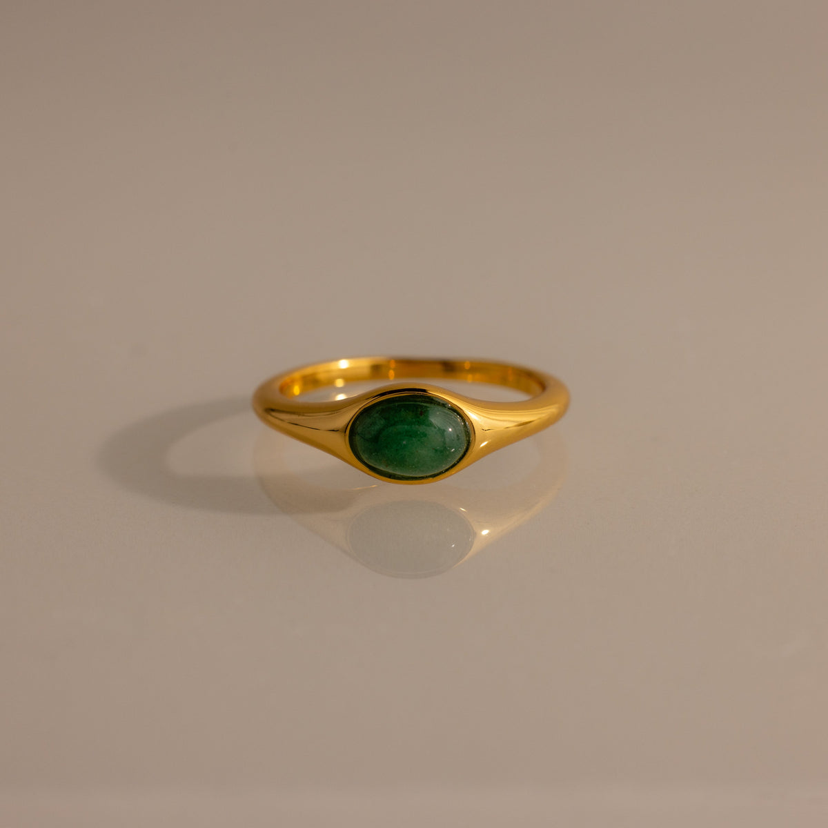 Oval jade signet ring