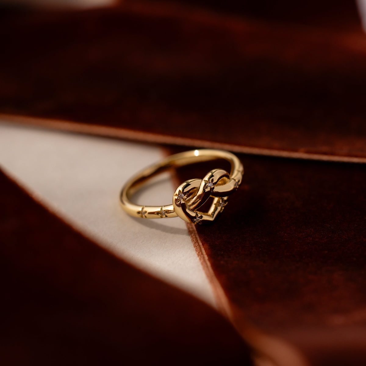Starry love knot ring