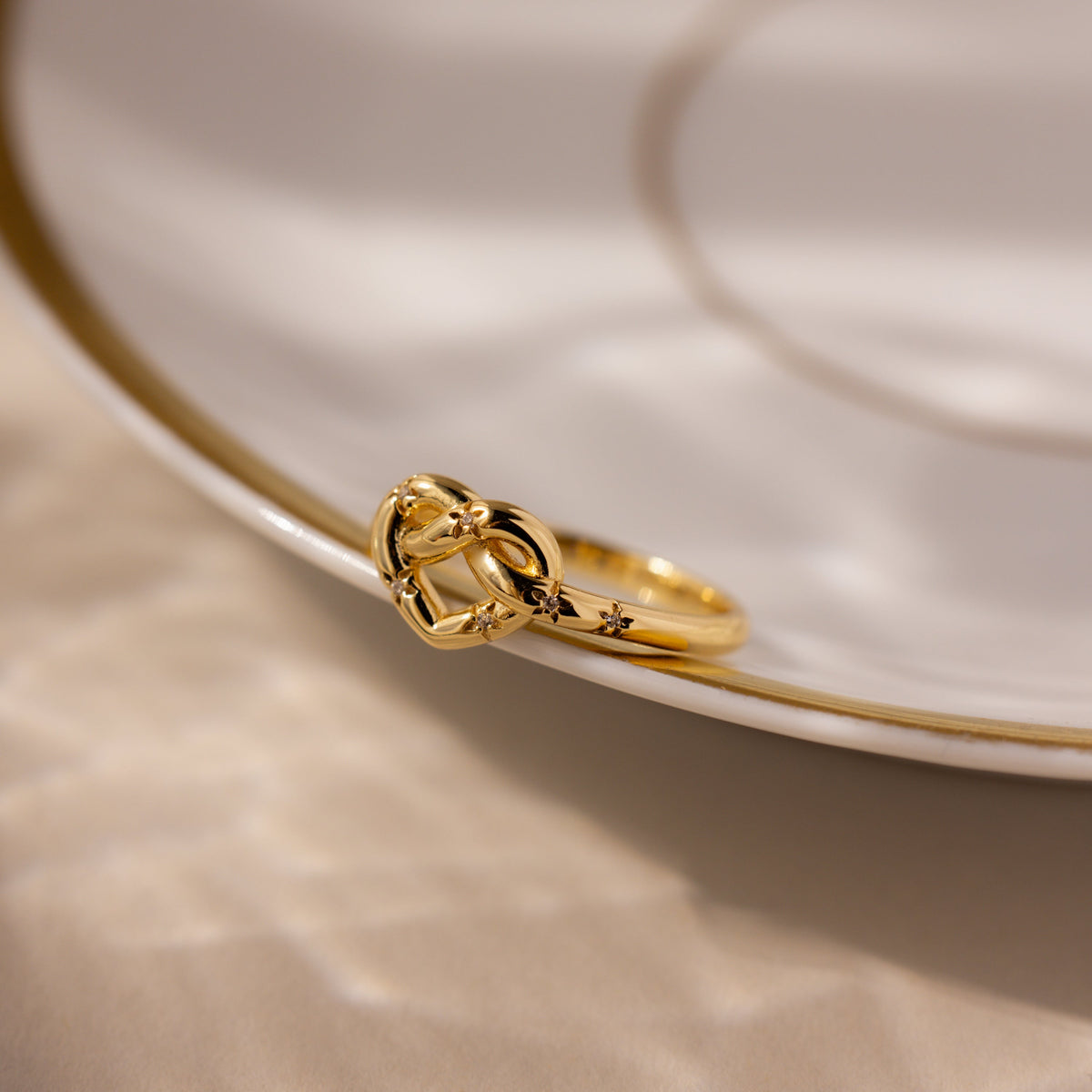 Starry love knot ring