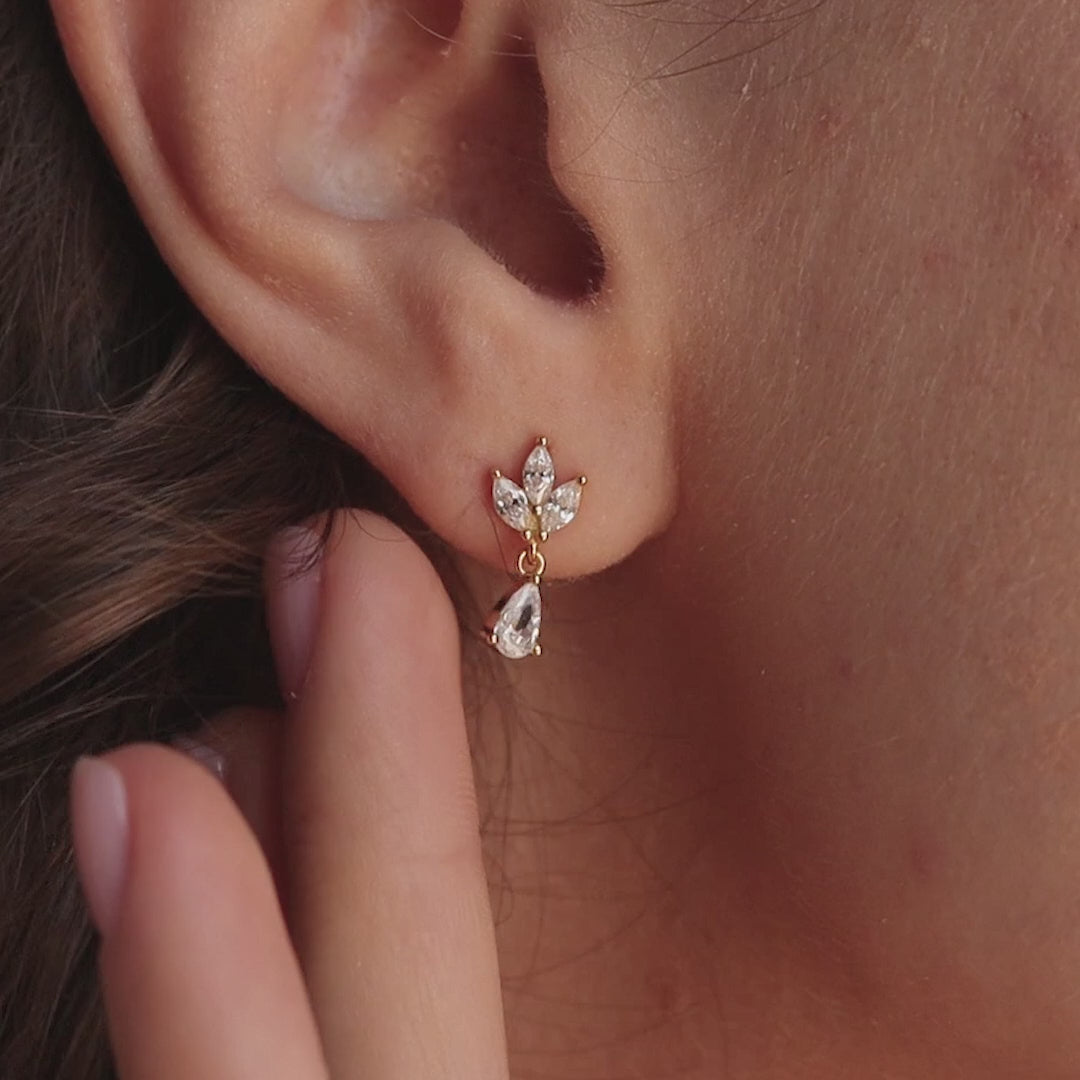Marquise diamond drop studs