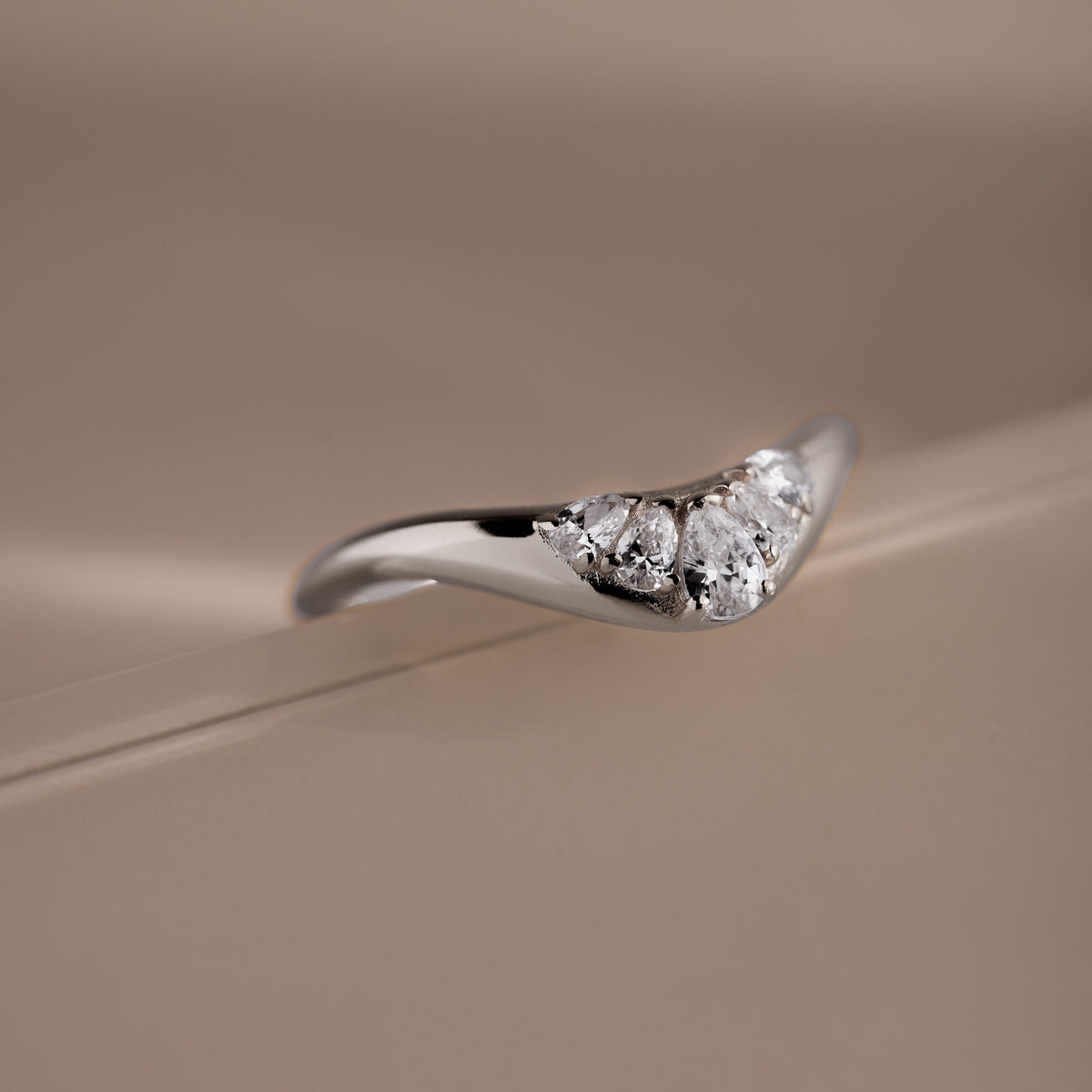 Sunrise Diamond Curve Ring