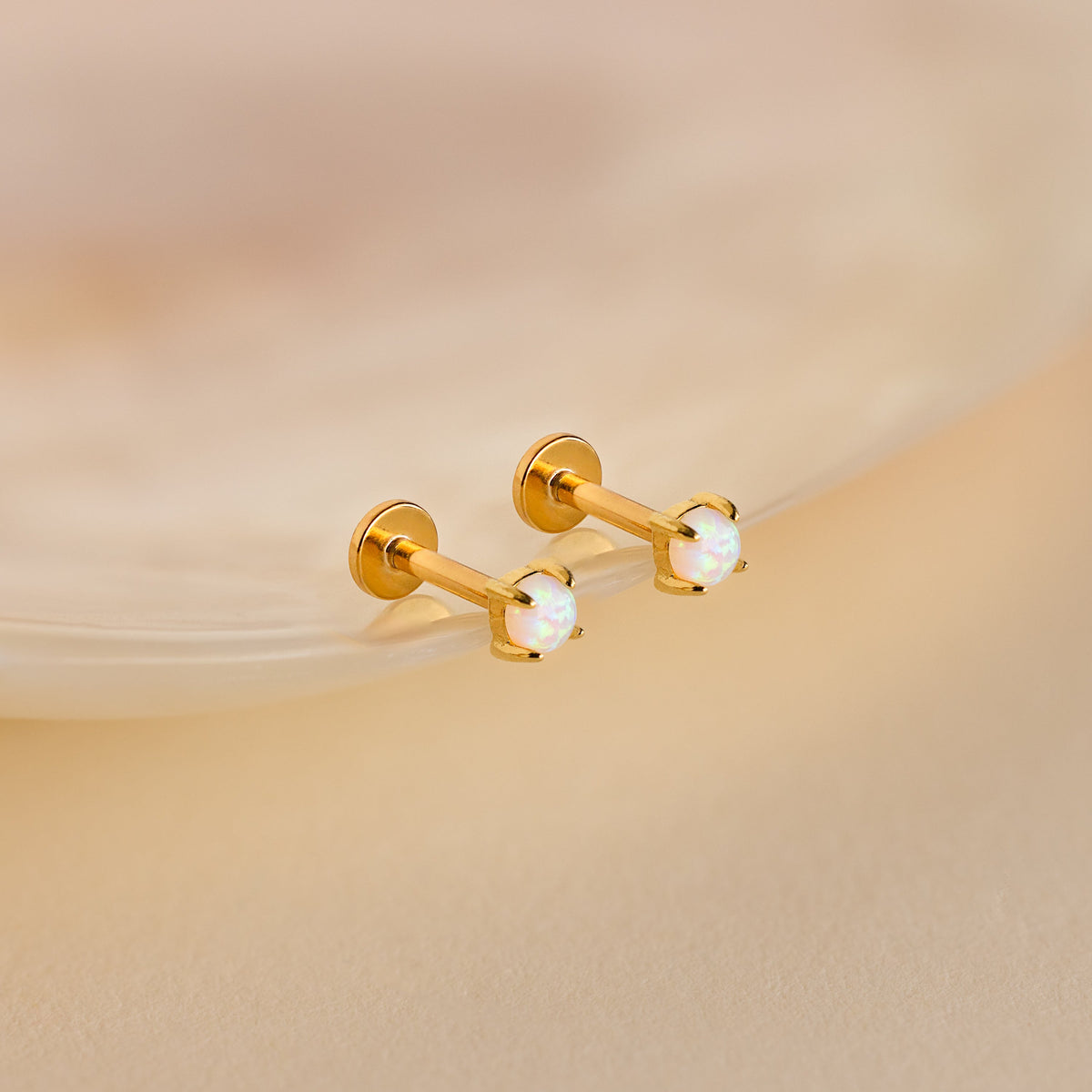 Round opal flat back studs