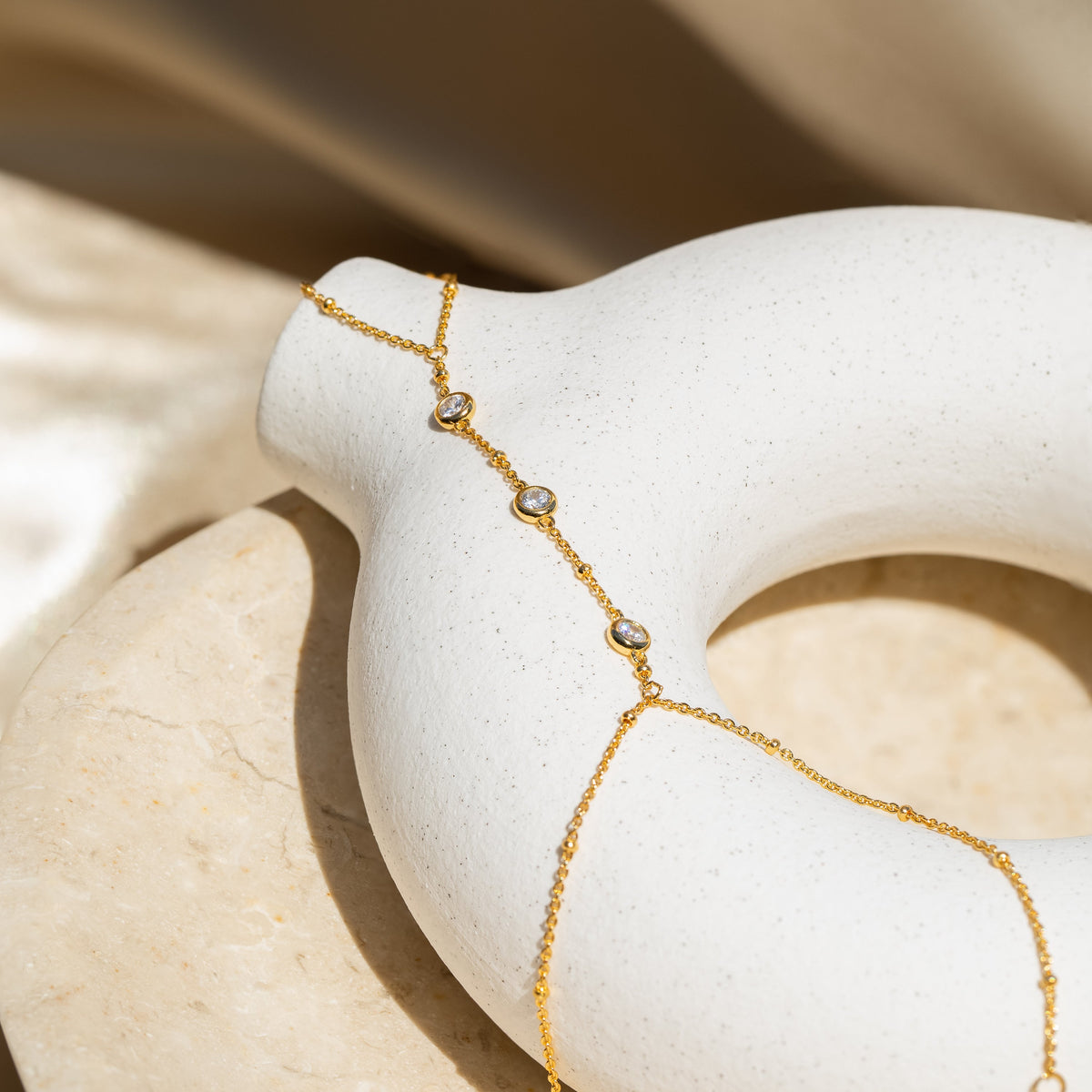 Diamond bezel hand chain