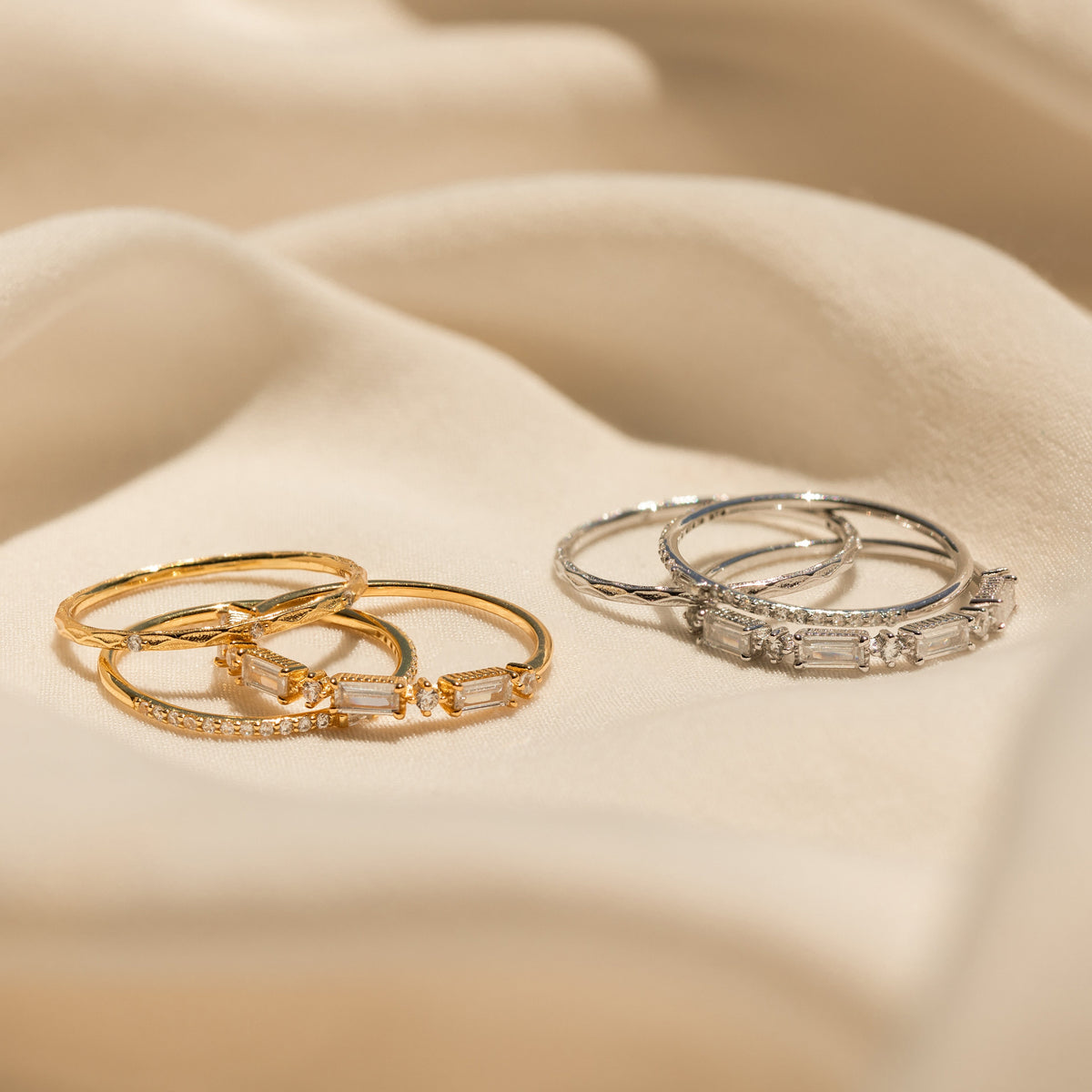 Diamond stacking ring set