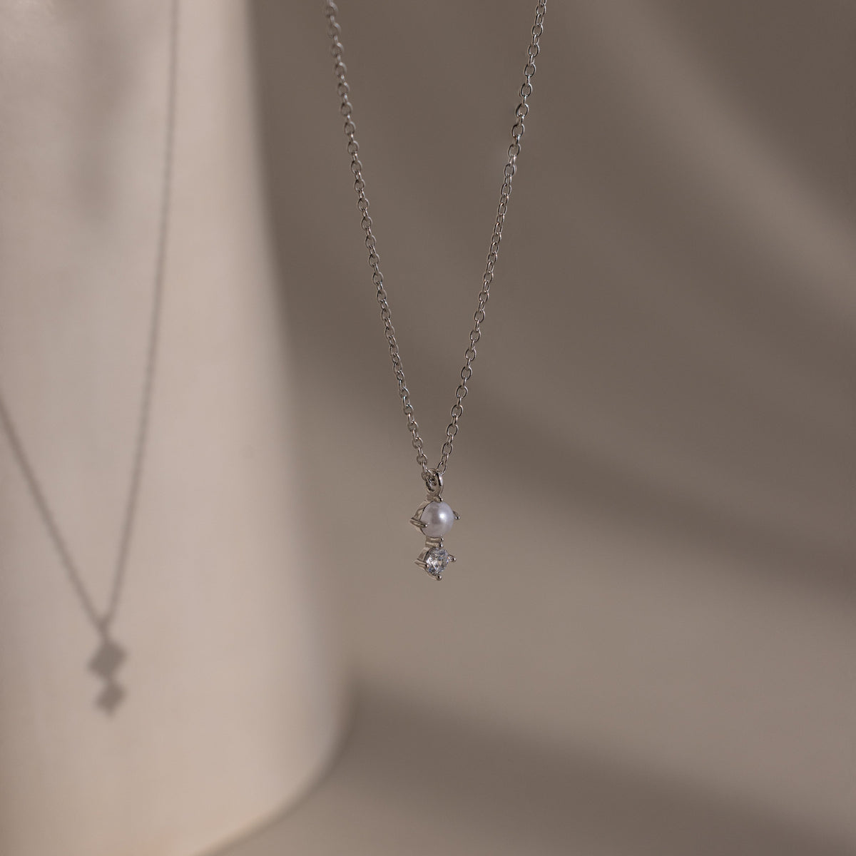 Pearl diamond drop necklace