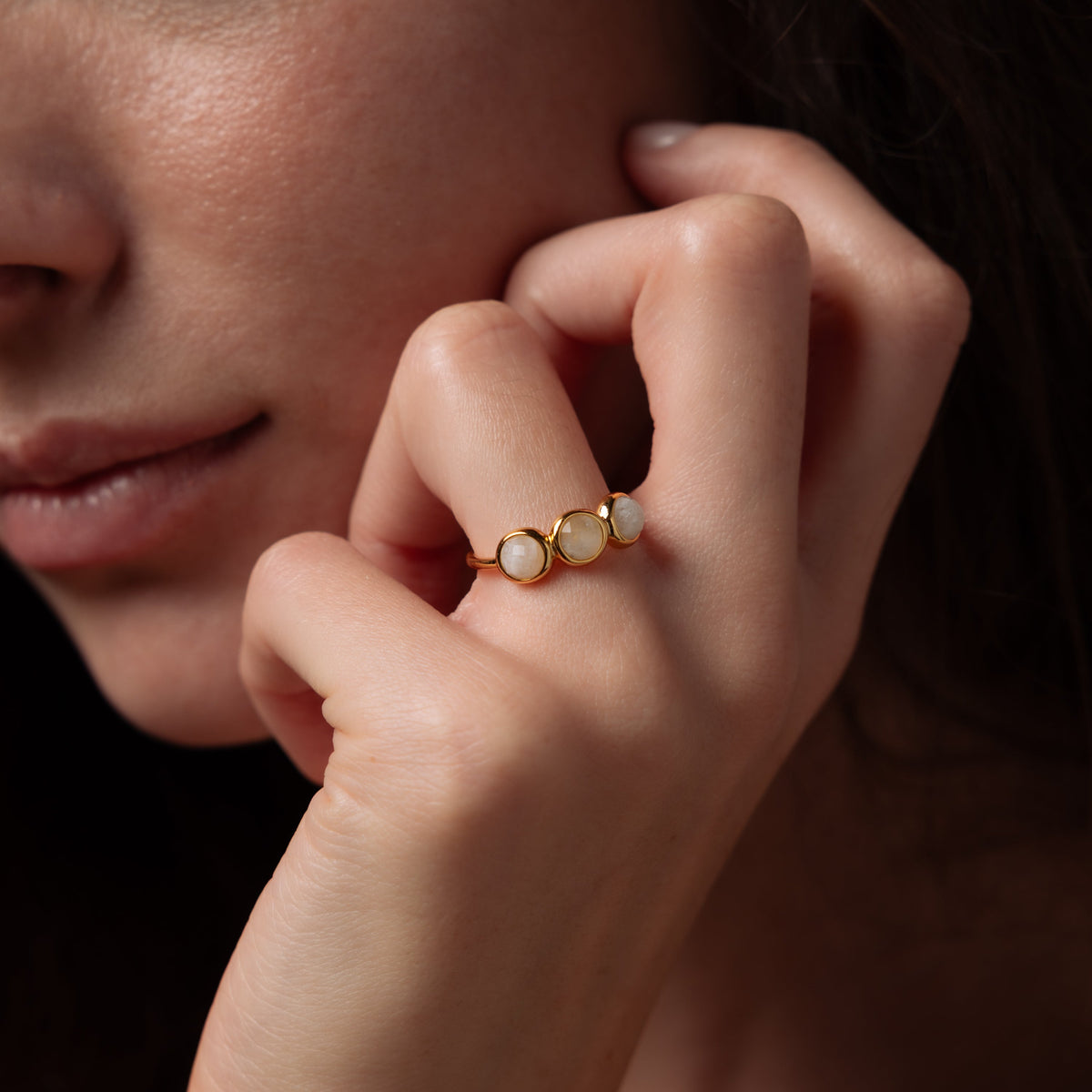 Moonstone Cluster Ring