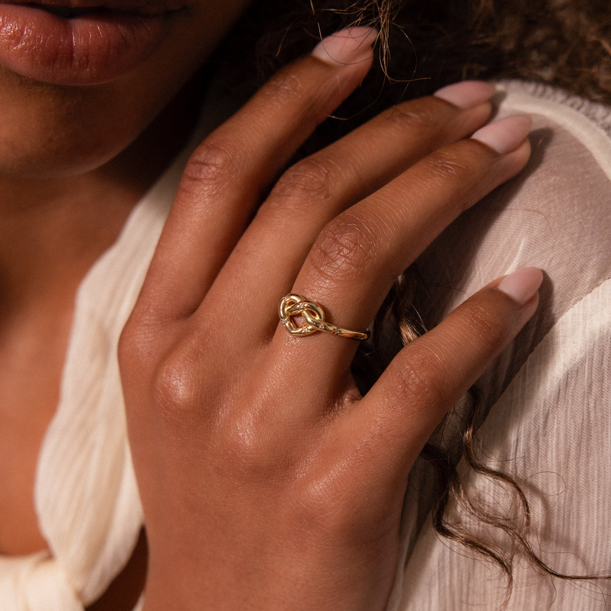 Starry love knot ring