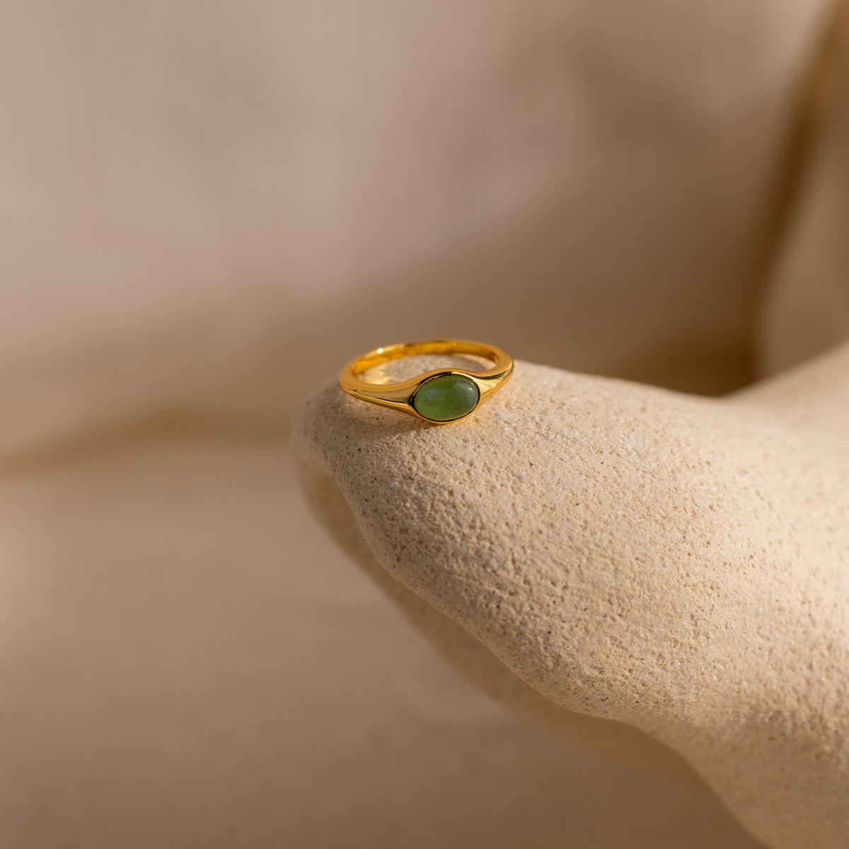 Oval jade signet ring