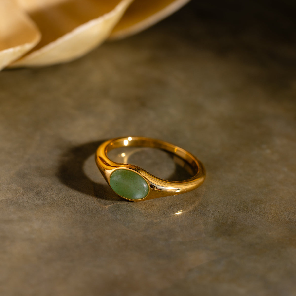 Oval jade signet ring
