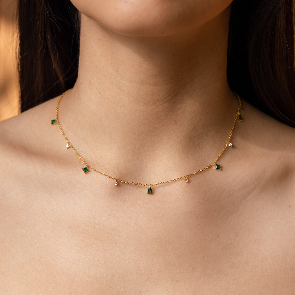 Larissa emerald station necklace