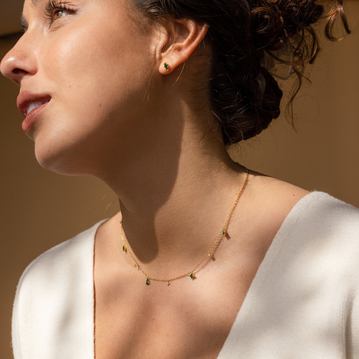 Larissa emerald station necklace