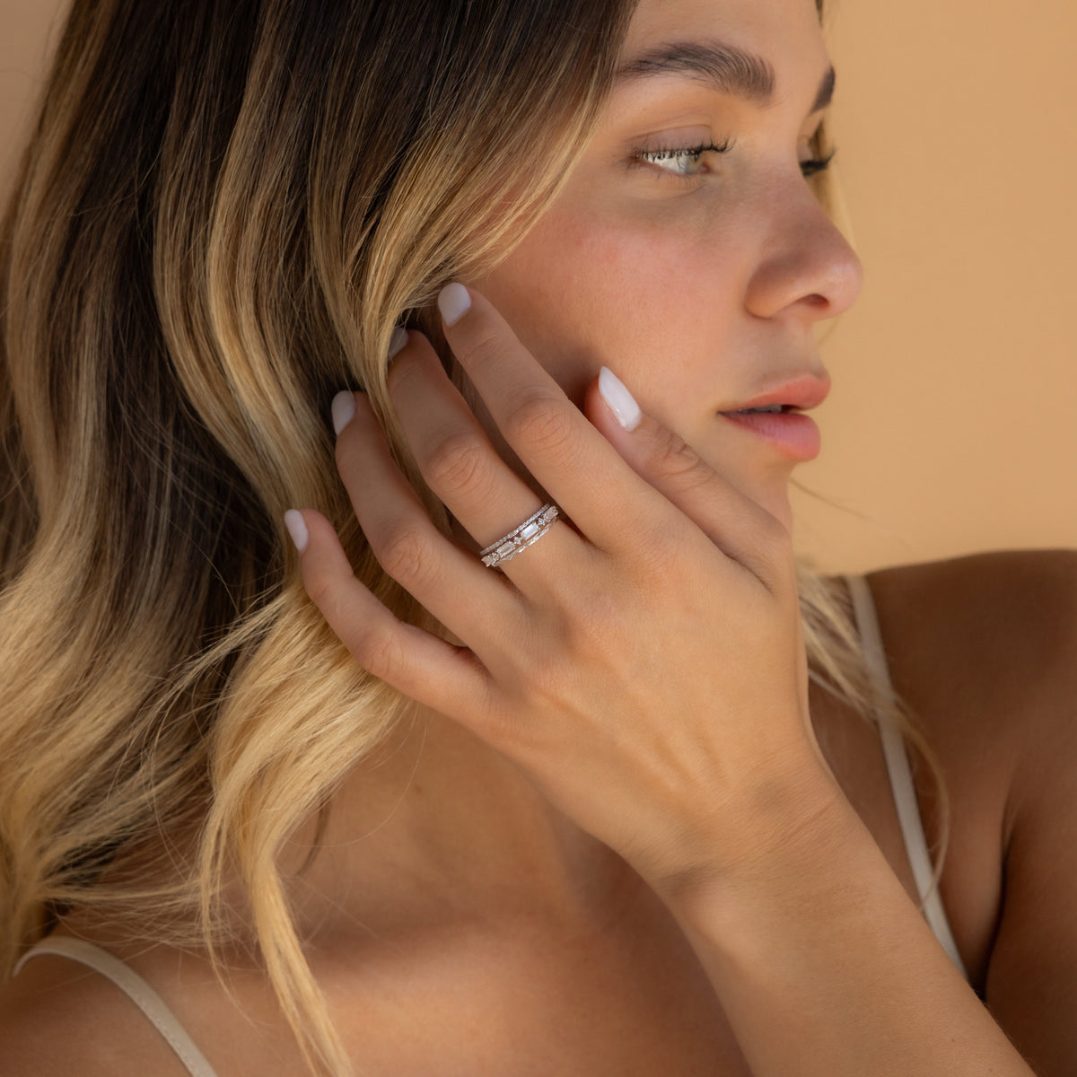 Diamond stacking ring set
