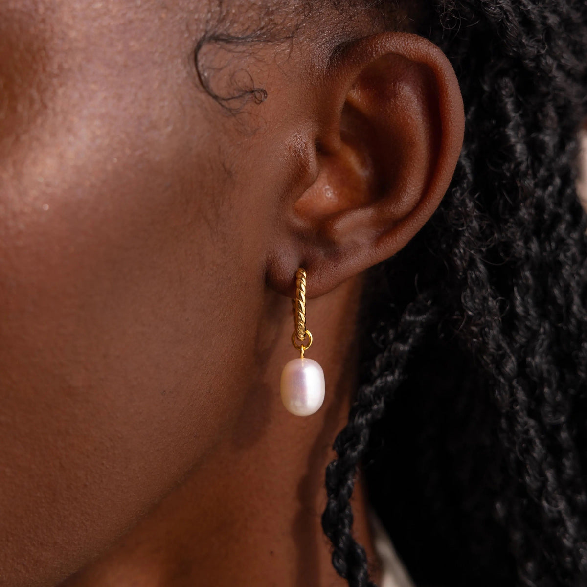 Twisted pearl hoops 2