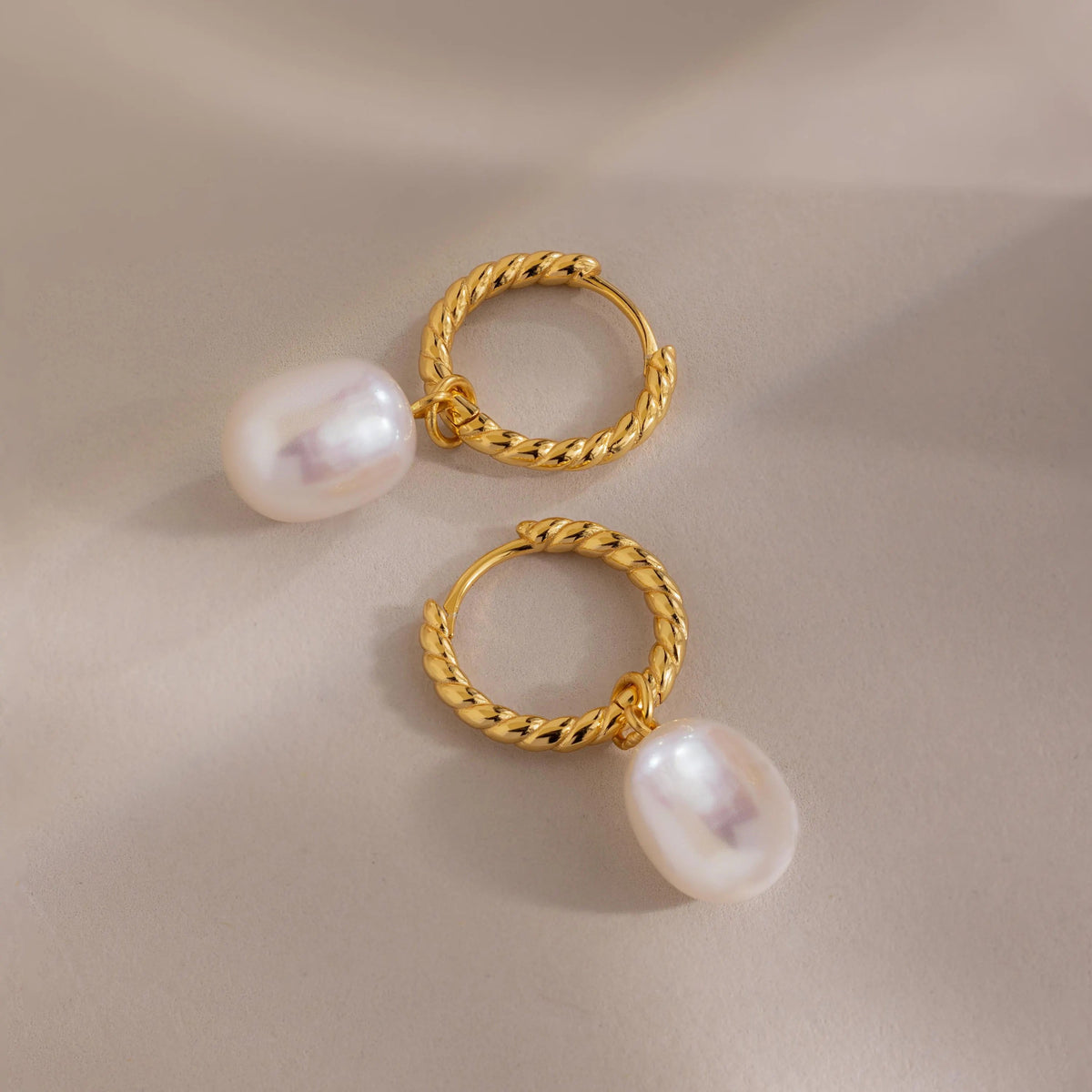 Twisted pearl hoops 4