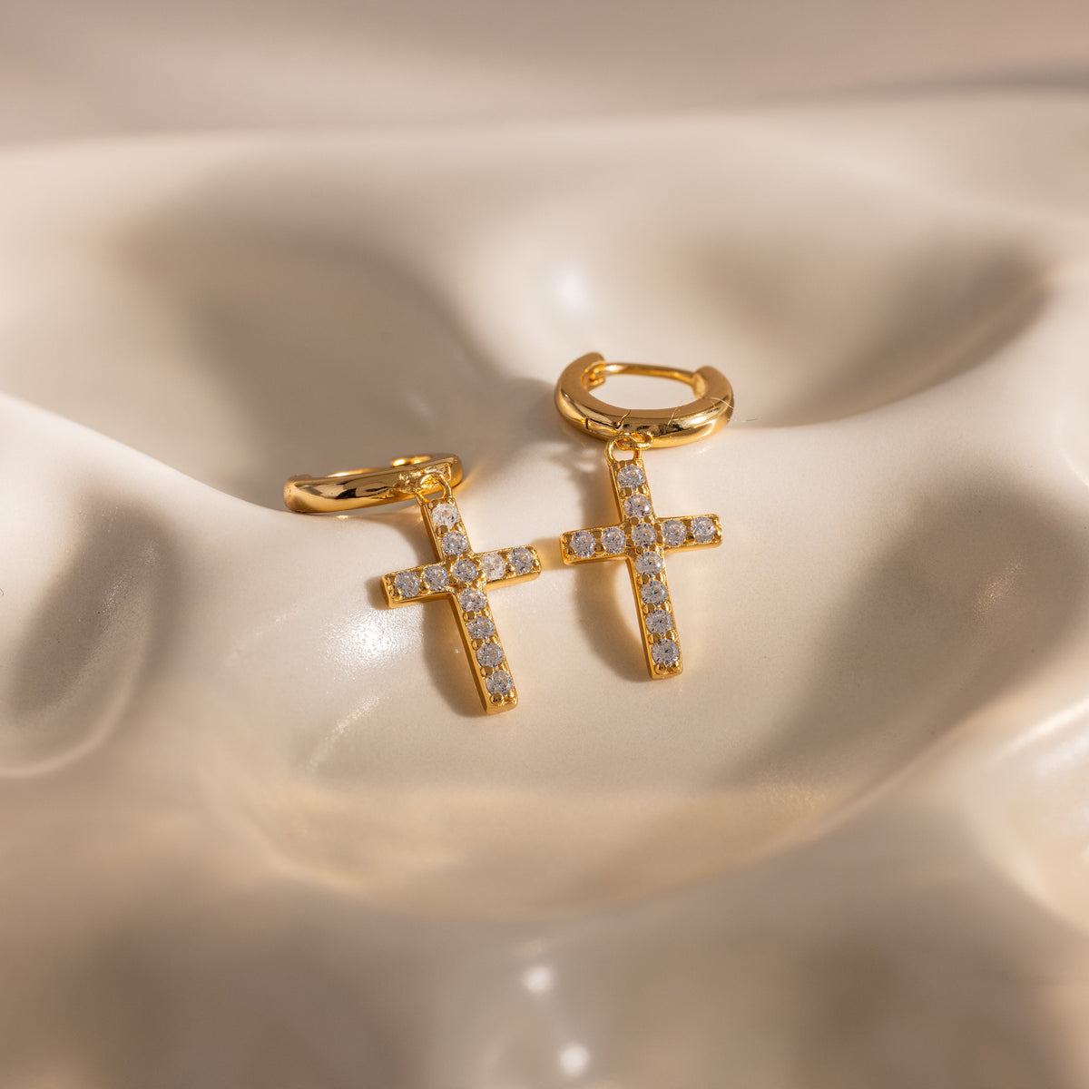 Pave cross hoops 1