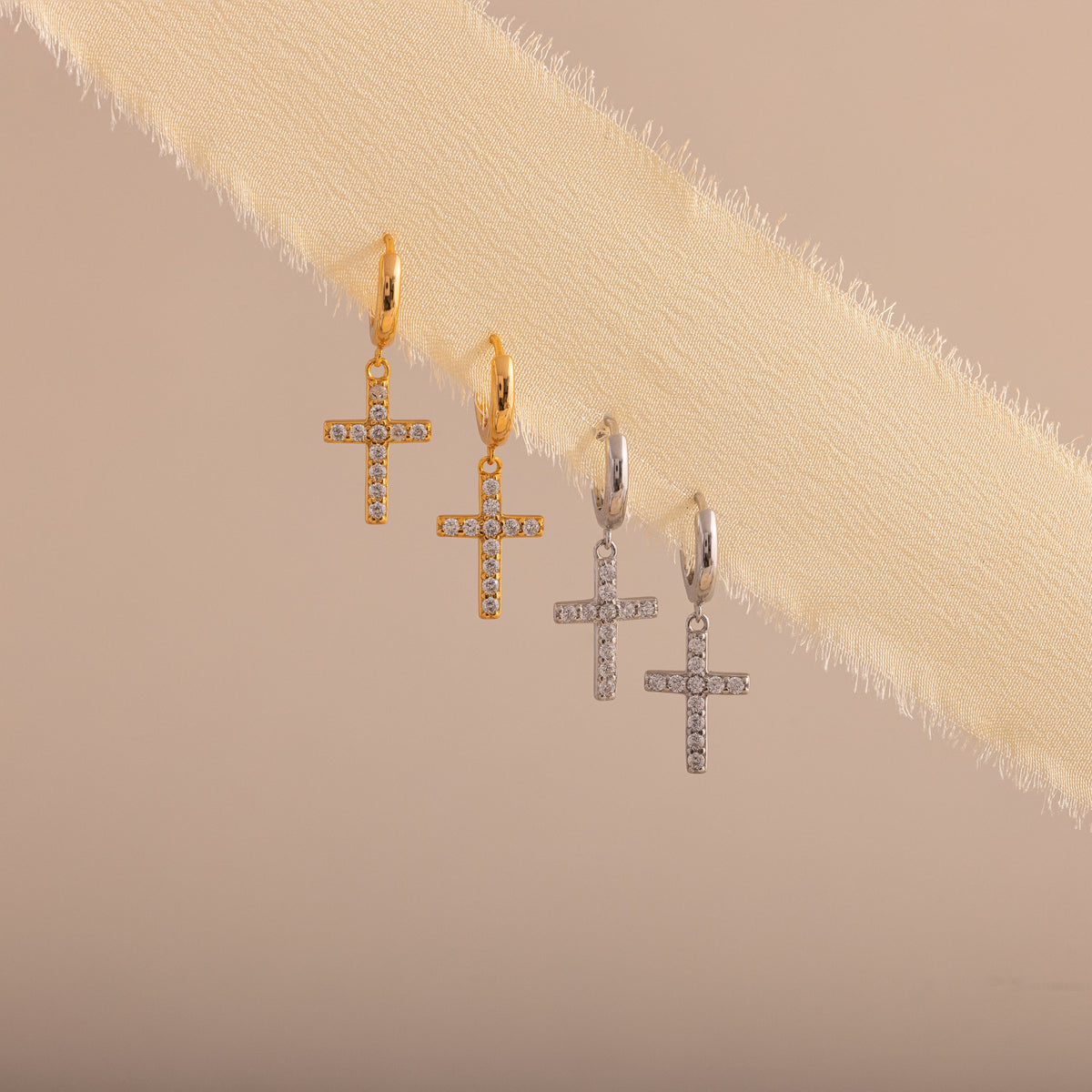 Pave cross hoops 5