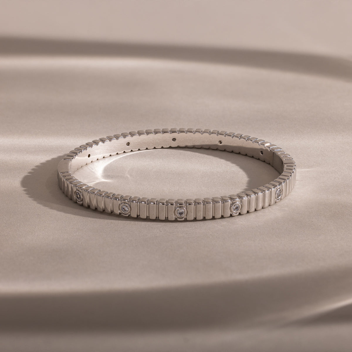 Ribbed Diamond Bangle