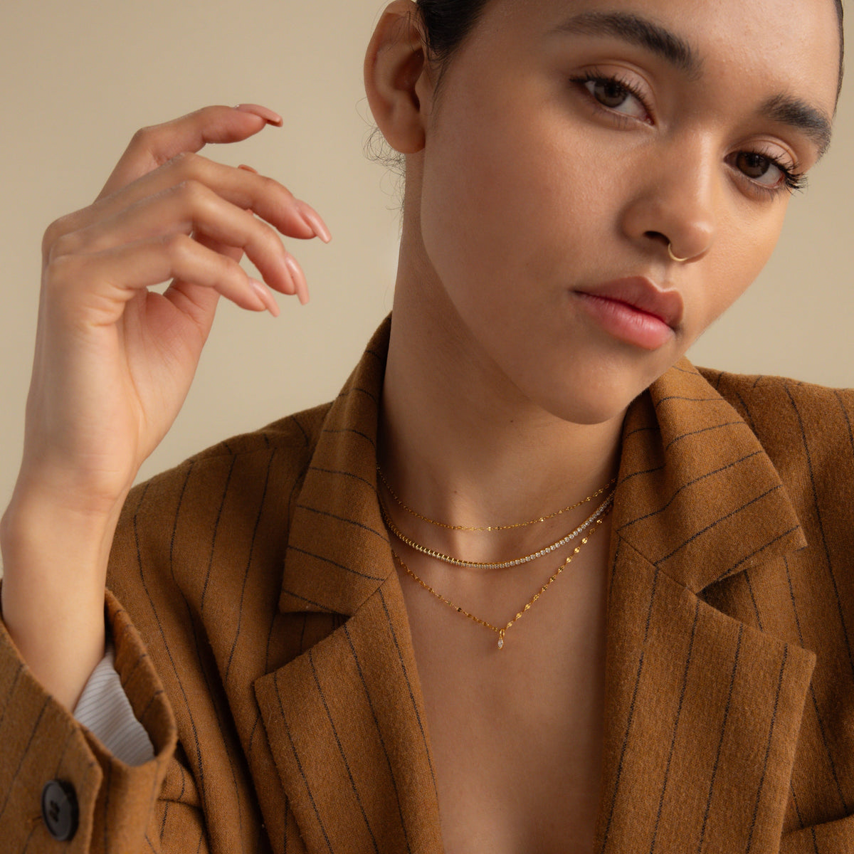 Dainty marquise pendant necklace
