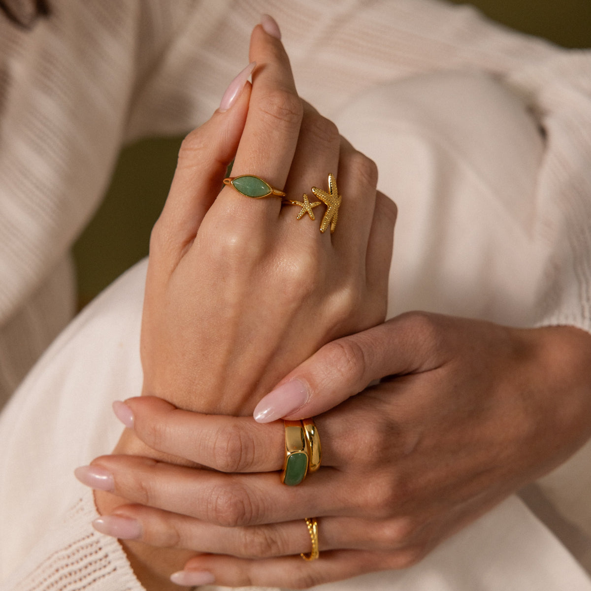 Marquise jade signet ring