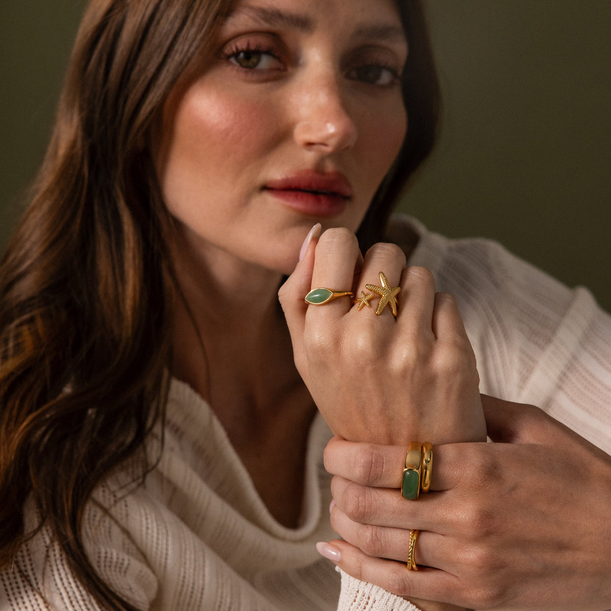 Marquise jade signet ring