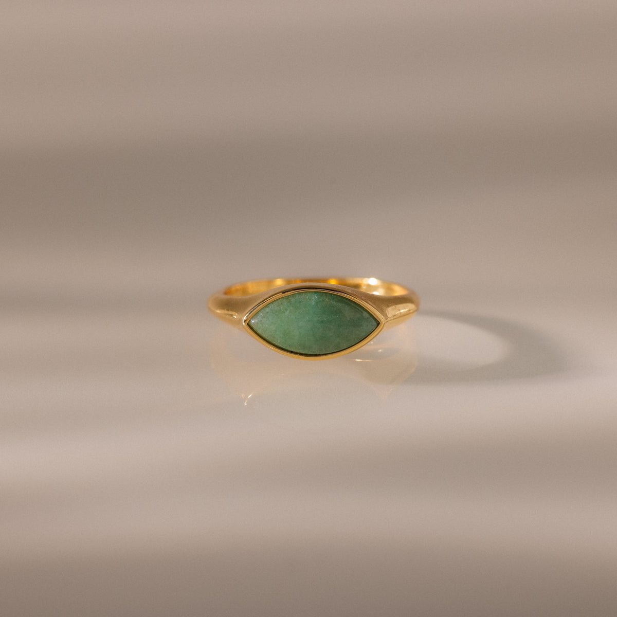 Marquise jade signet ring