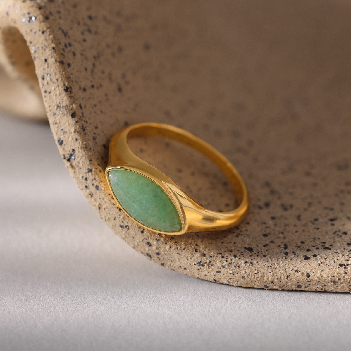 Marquise jade signet ring