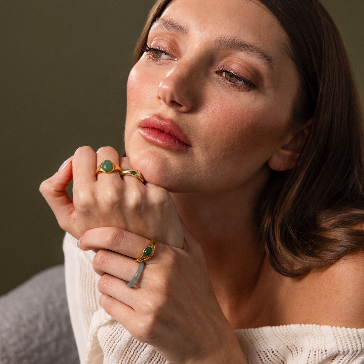 Solace jade signet ring