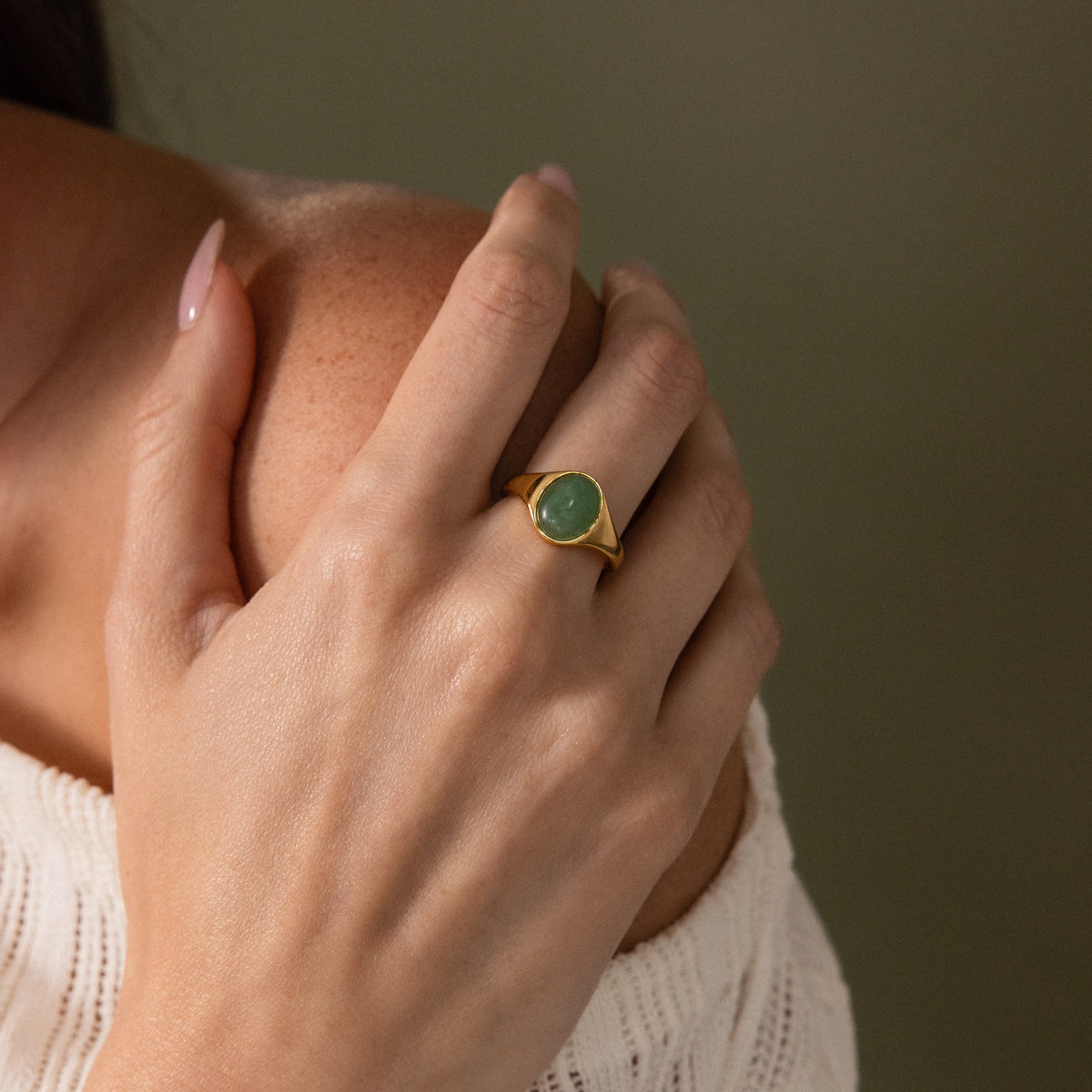 Solace jade signet ring