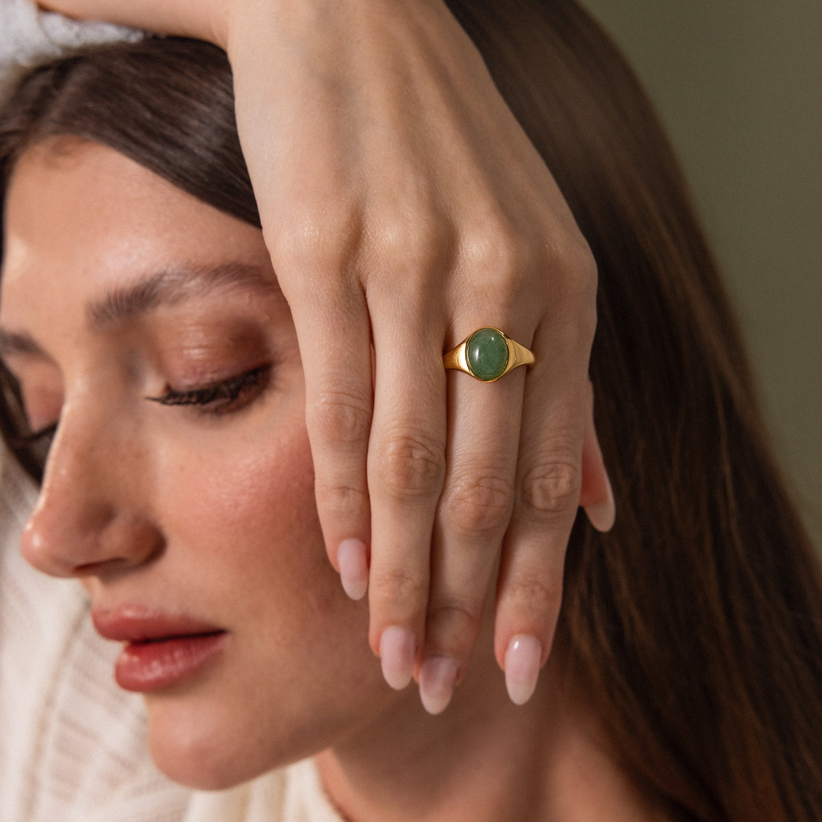 Solace jade signet ring