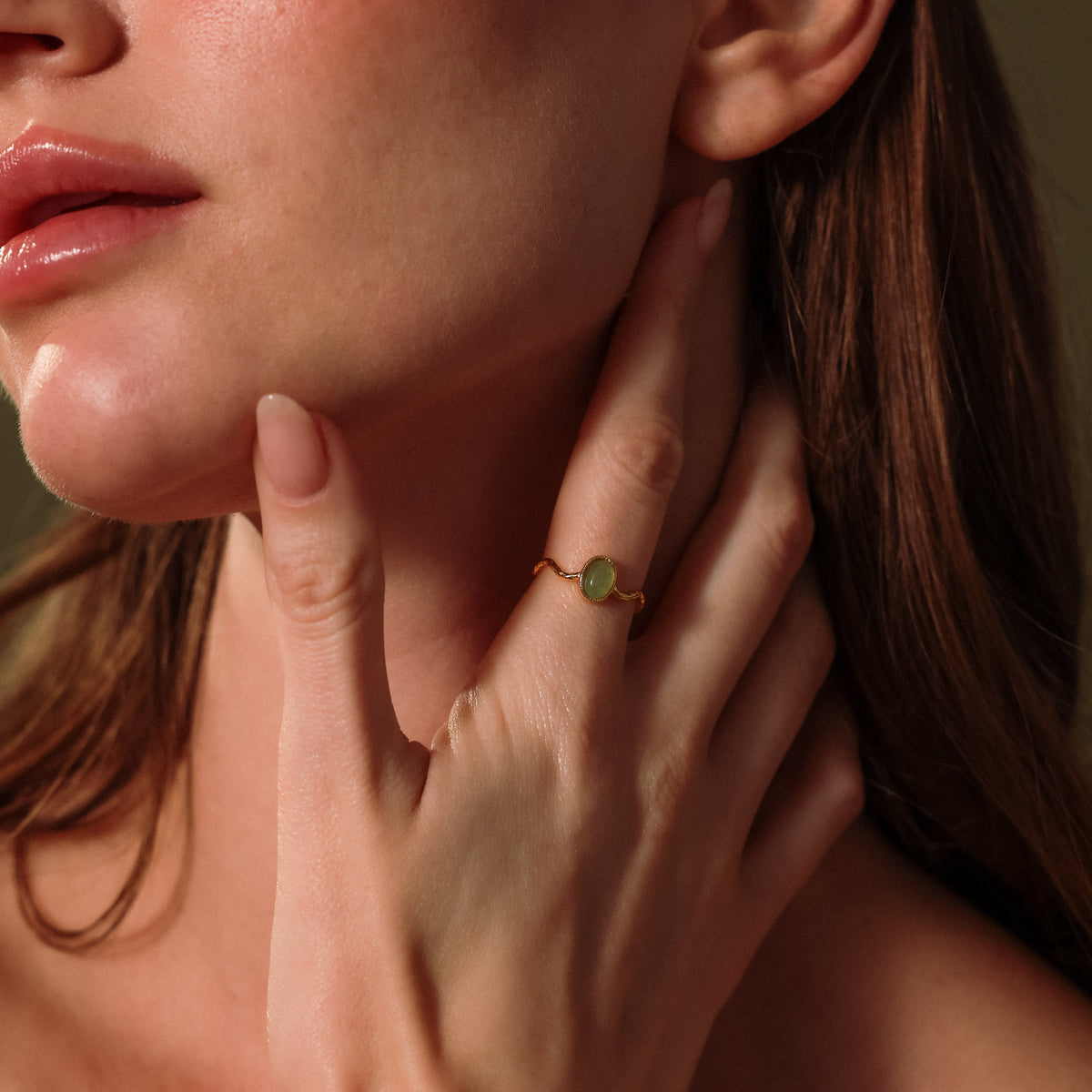 Open sculpted jade ring