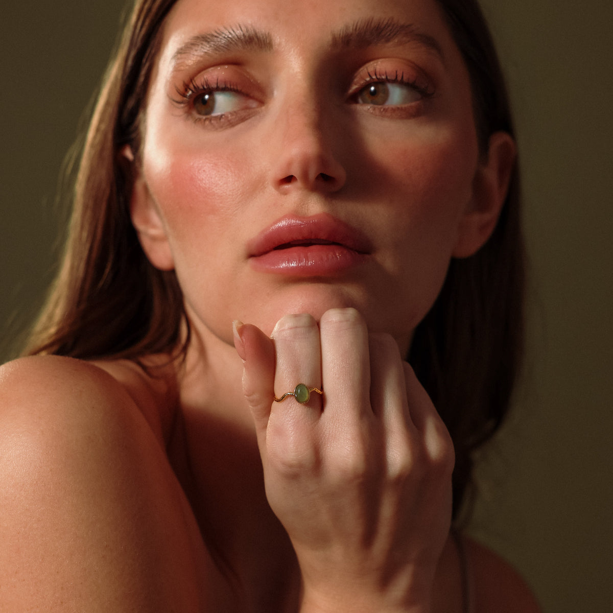 Open sculpted jade ring