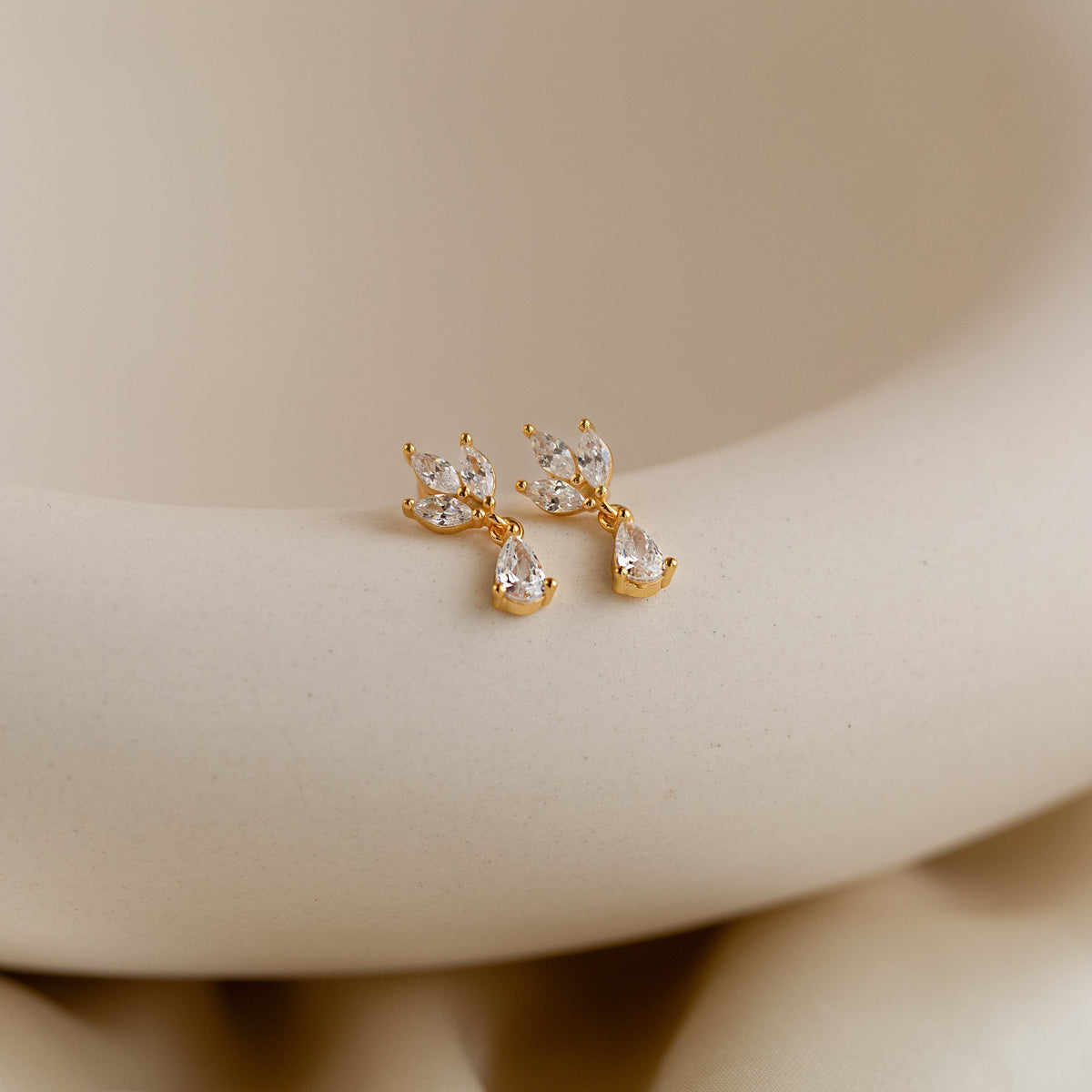 Marquise diamond drop studs