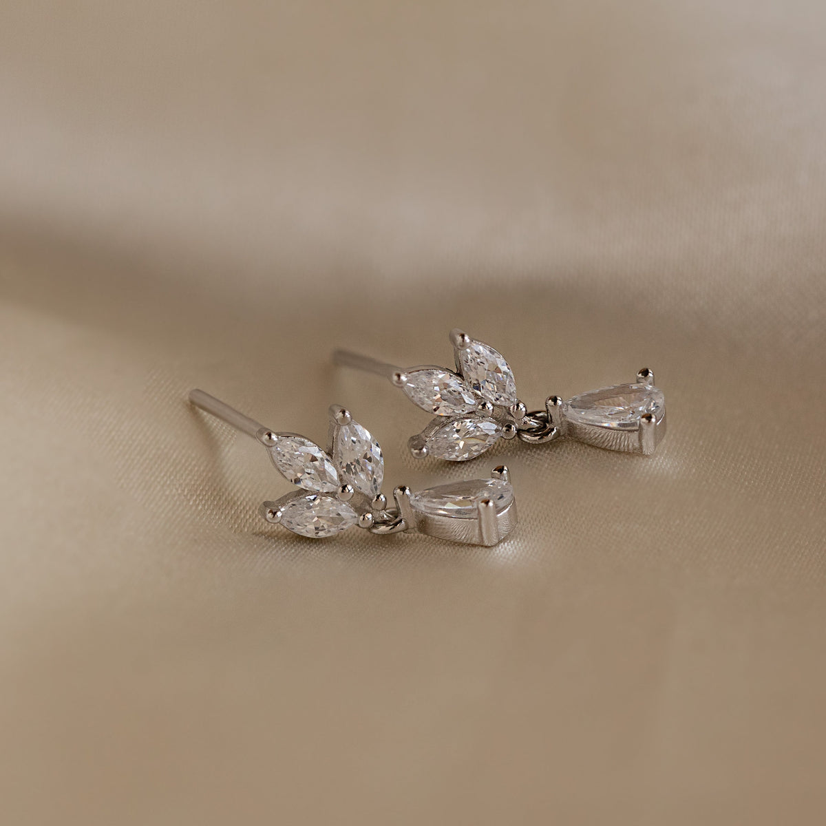 Marquise diamond drop studs