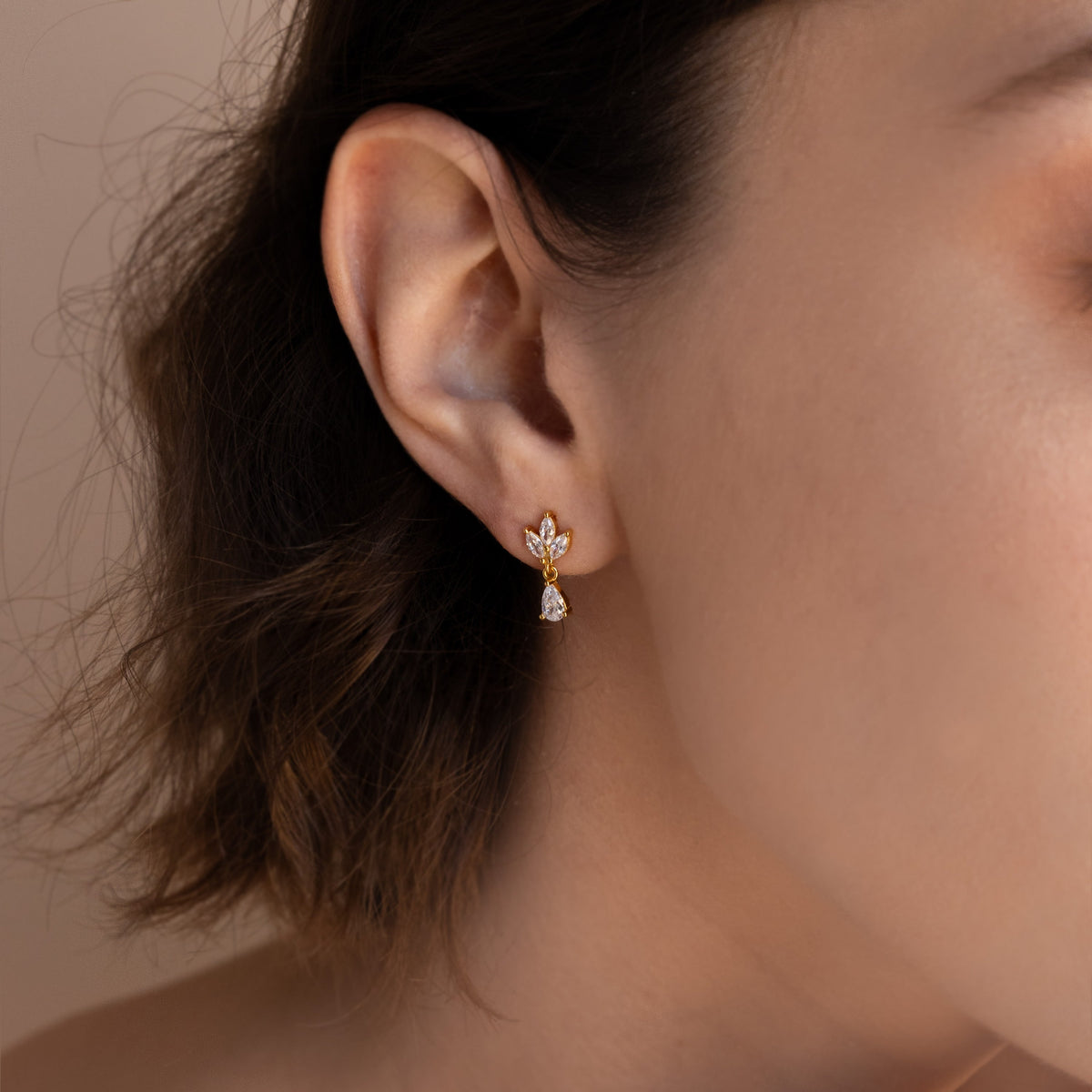 Marquise diamond drop studs