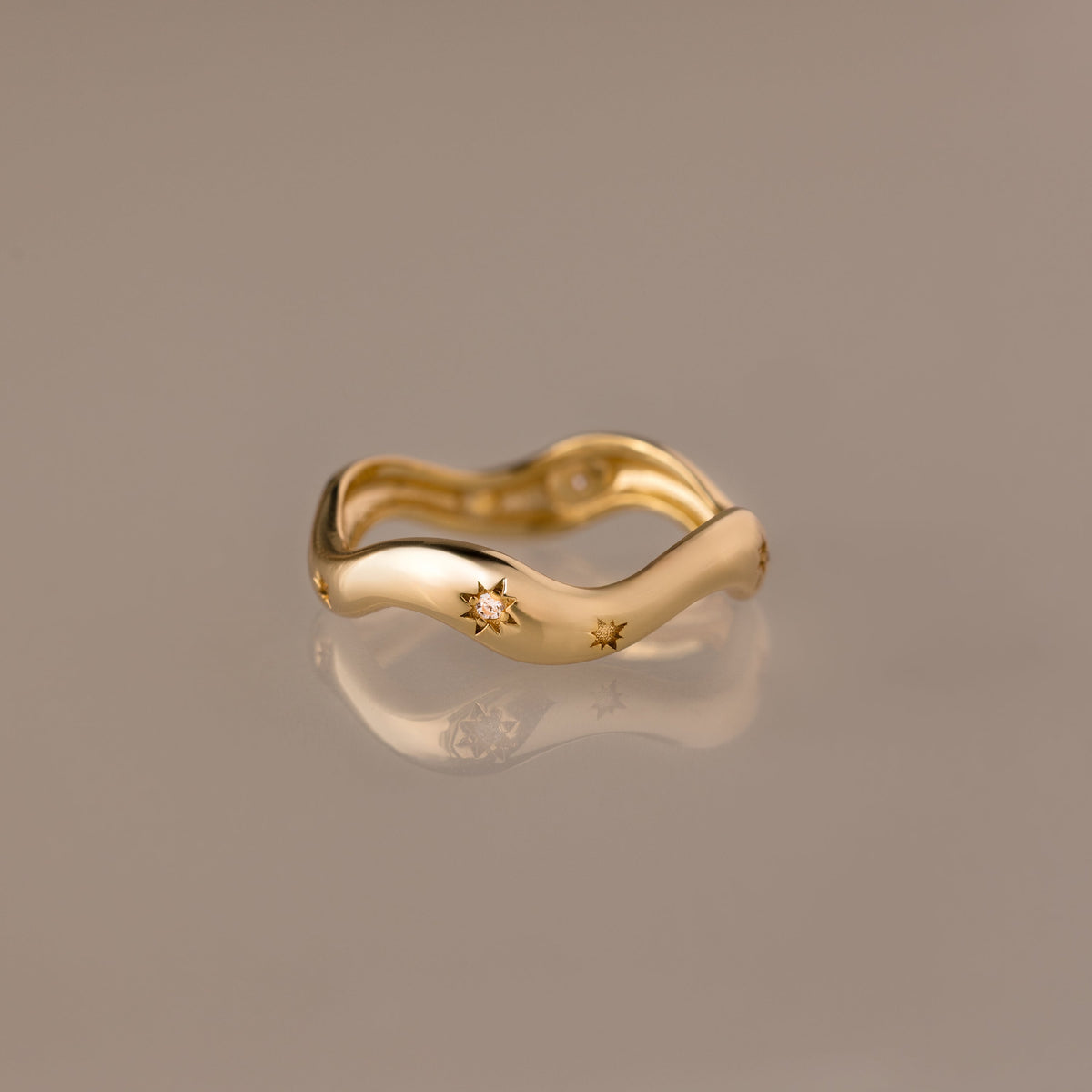 Wavy diamond celestial ring