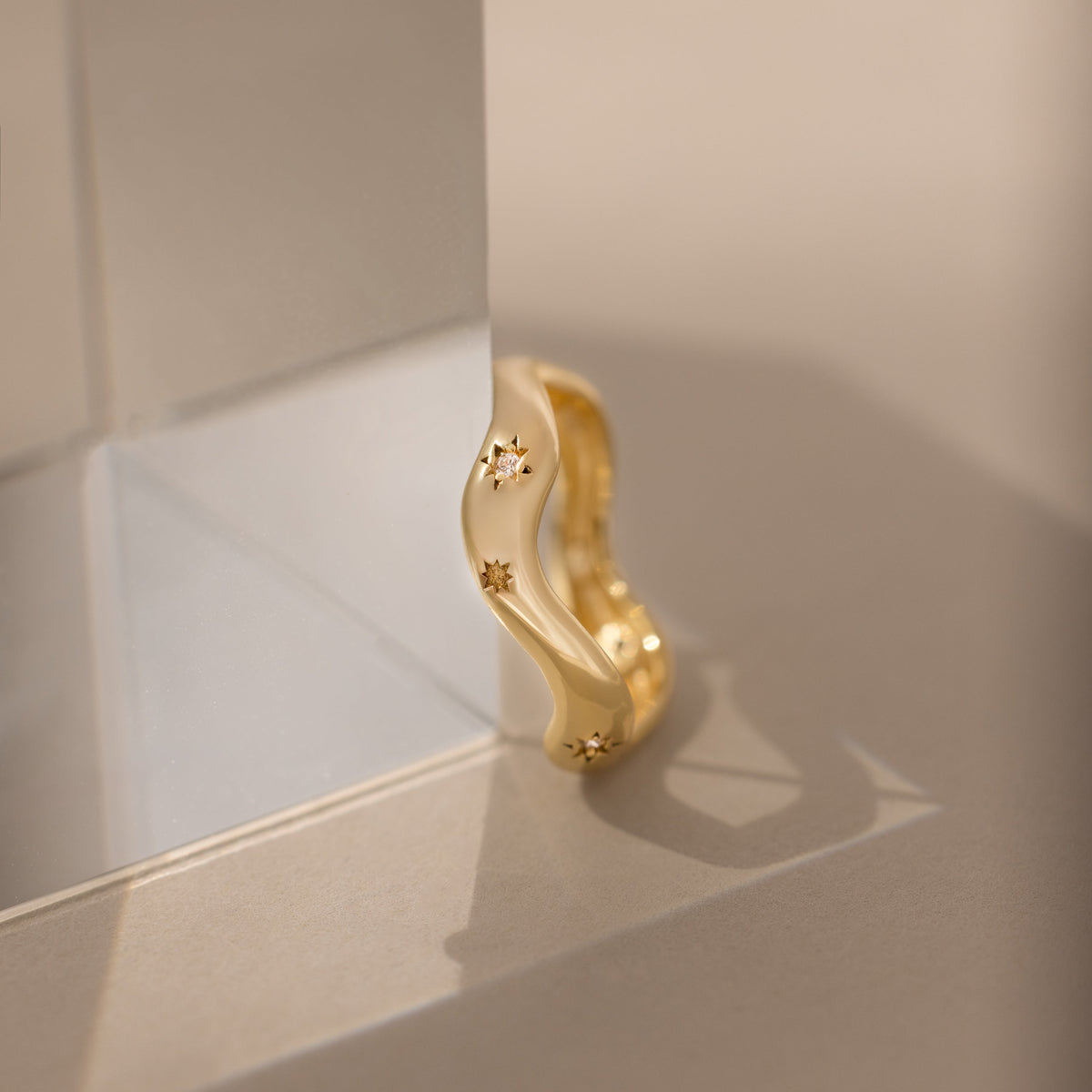 Wavy diamond celestial ring