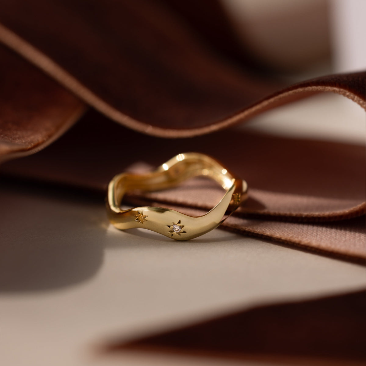 Wavy diamond celestial ring