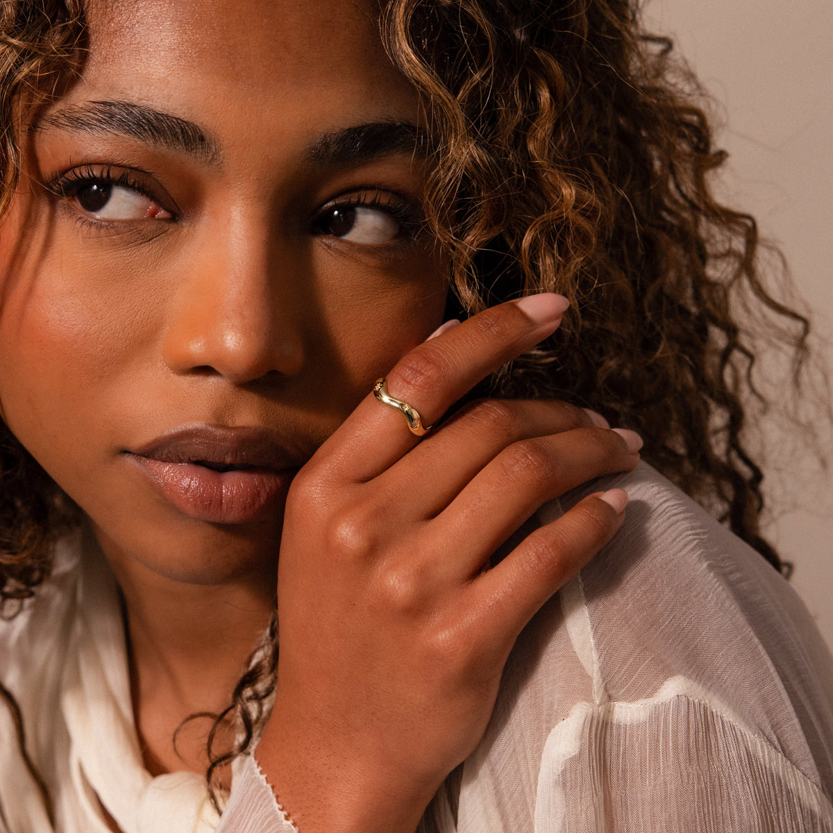 Wavy diamond celestial ring