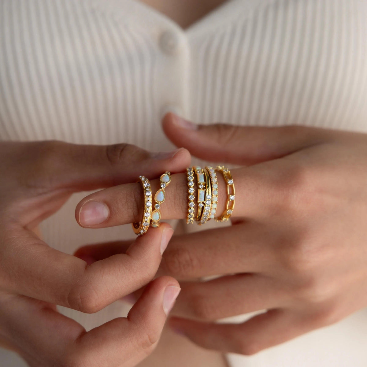 Opal diamond teardrop ring