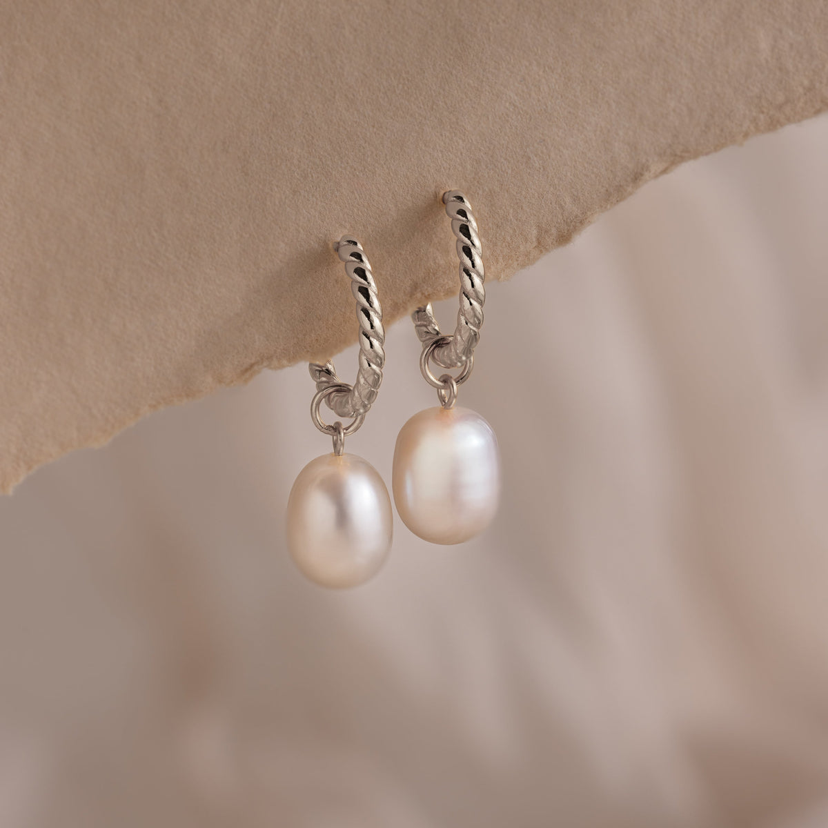 Twisted pearl hoops 1