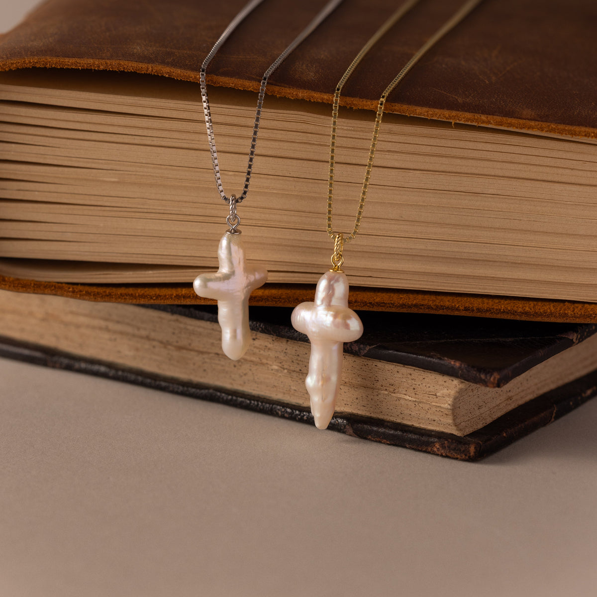 Baroque pearl cross necklace