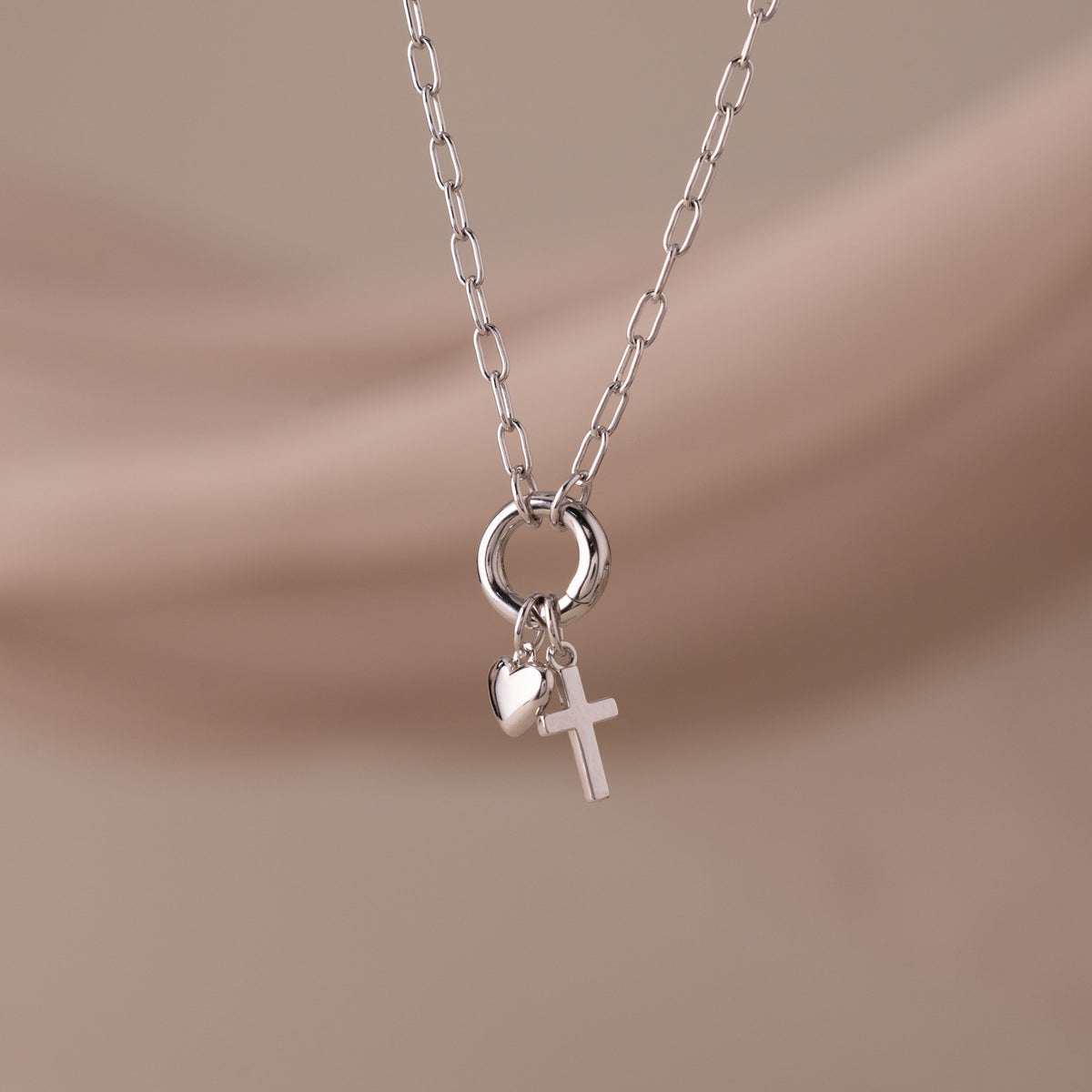Cross & Heart Charm Bracelet