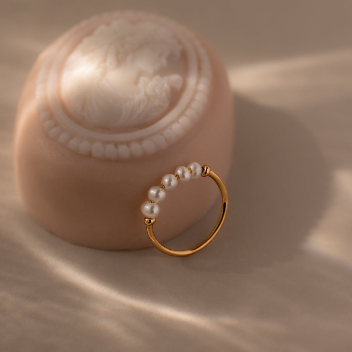 Beaded pearl ring