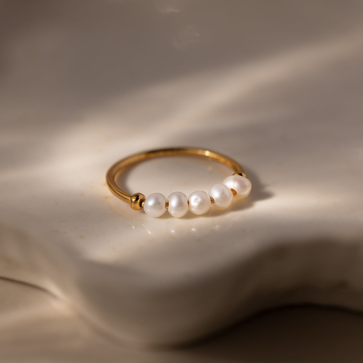 Beaded pearl ring