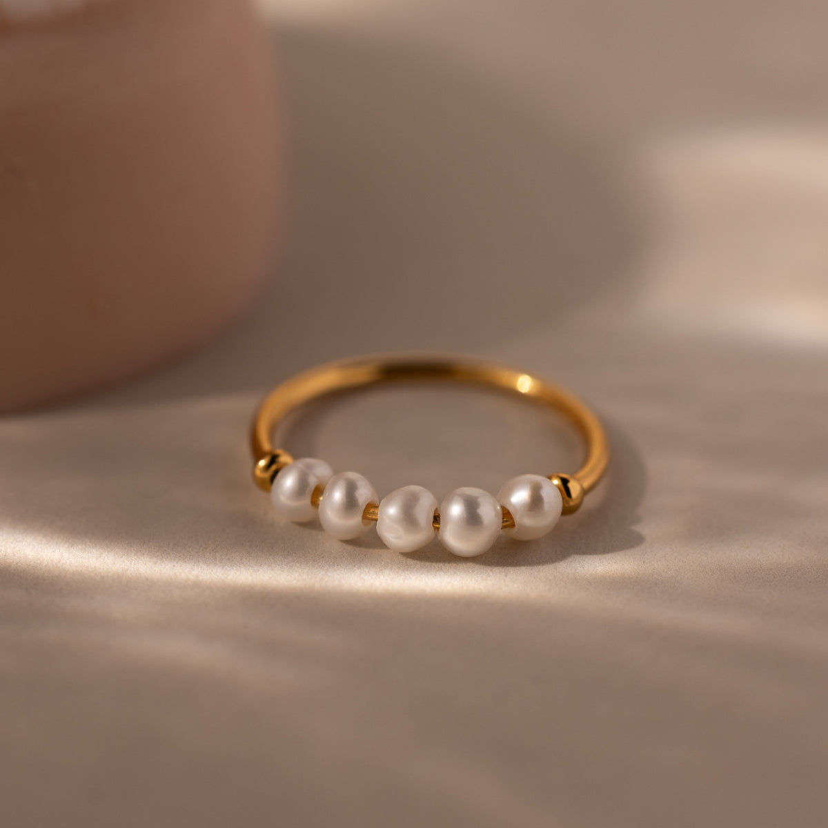 Beaded pearl ring